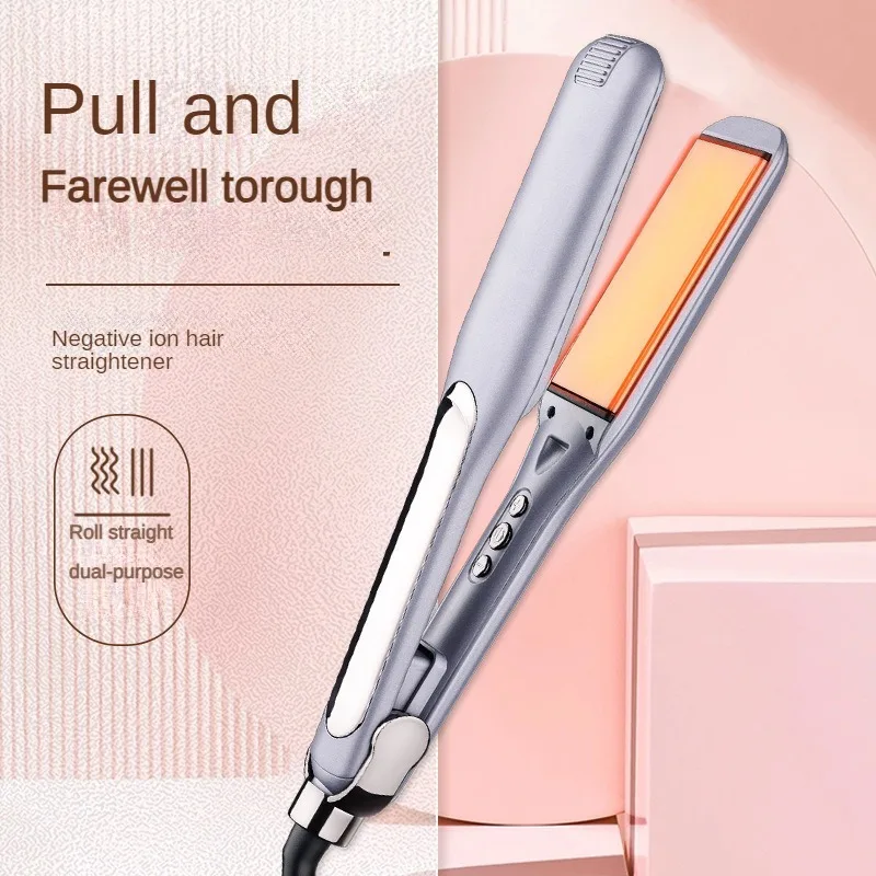

2-in-1 Hair Straightener and Curler, Negative Ion Flat Iron with Ceramic Tourmaline Plates, LCD Temperature Control, Dual Voltage, Fast Heating for All Hair Types, Professional Salon Styling Tool