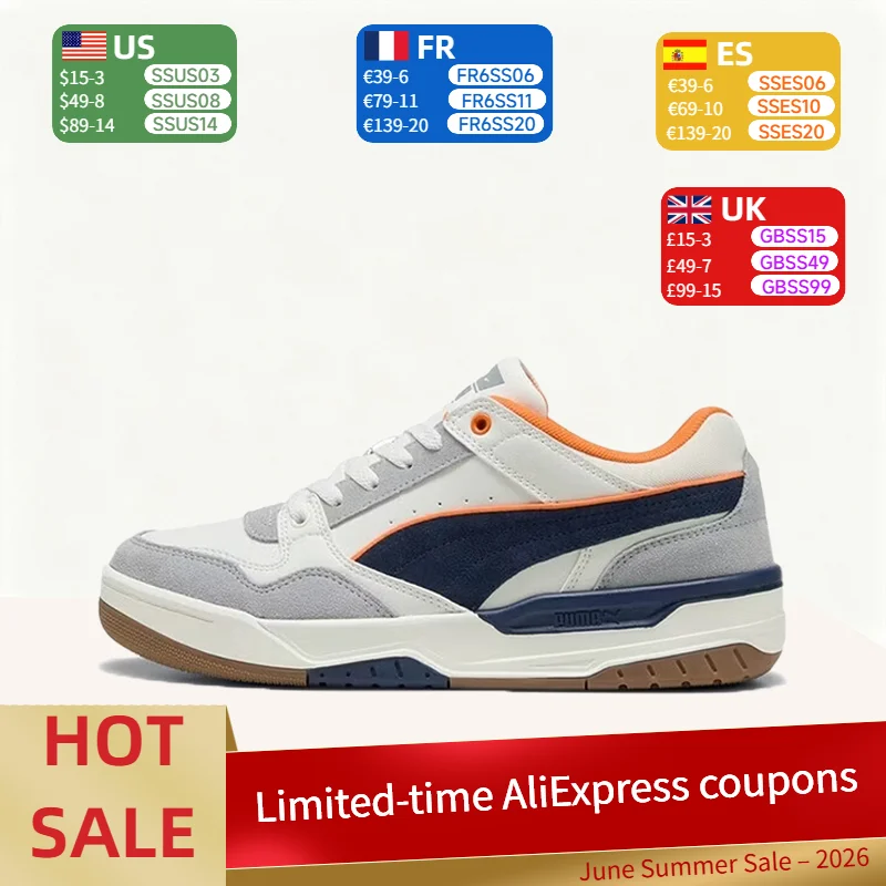 Puma REBOUND Comfortable,Durable,Supportive,Cushioned, Snug-Fitting Low-Top Sneakers (Unisex) in White, Blue, and Gray 400214-12