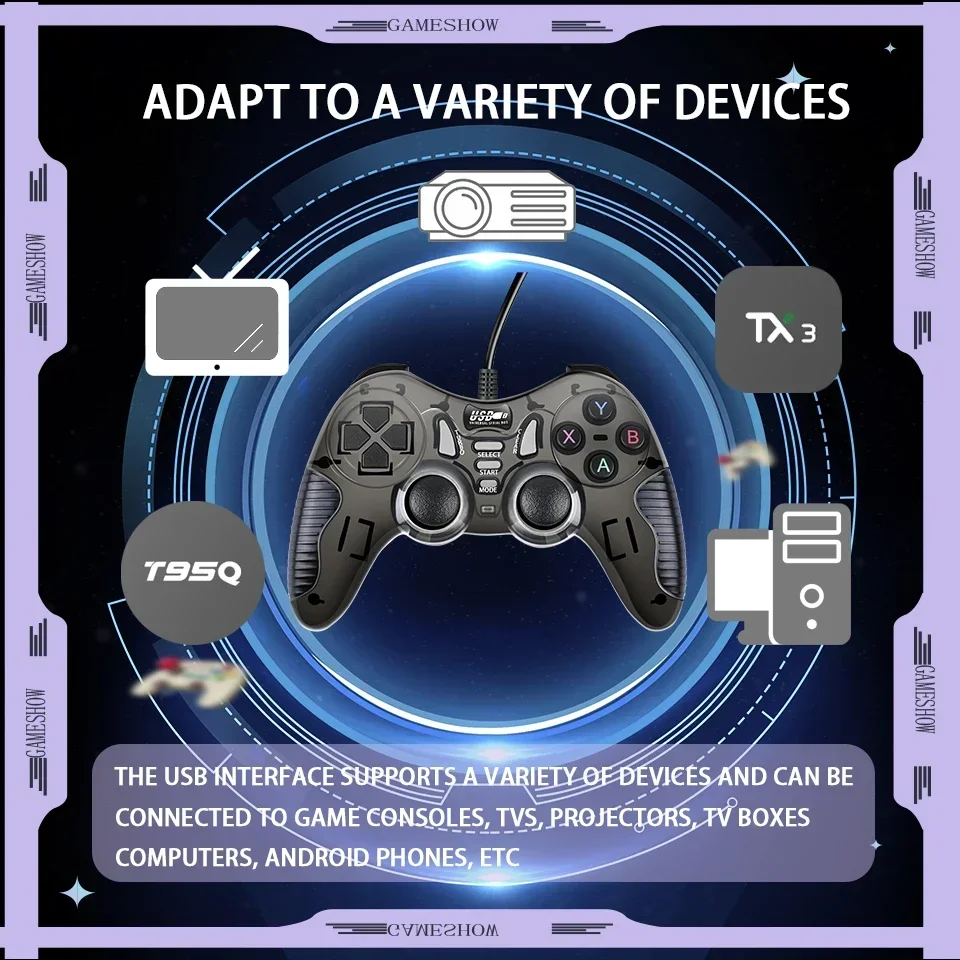 Wired PC Game Controller Game Console/TV Box/Android Dual Vibration Motor Gamepad USB Gaming Gamepad Joystick For Sony PS3/Video
