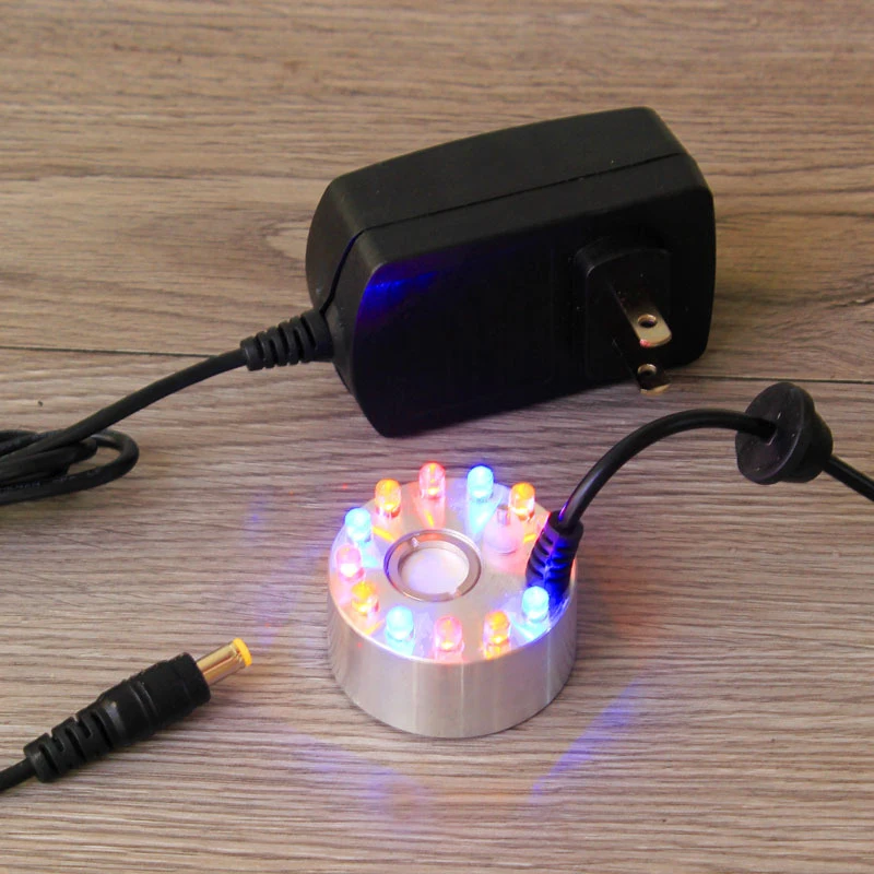 미스트 메이커 물 분수 연못 안개 기계, 무화기 공기 가습기, 실내 분수 미국 플러그, 12 LED 미스터 안개 메이커, 최고 판매