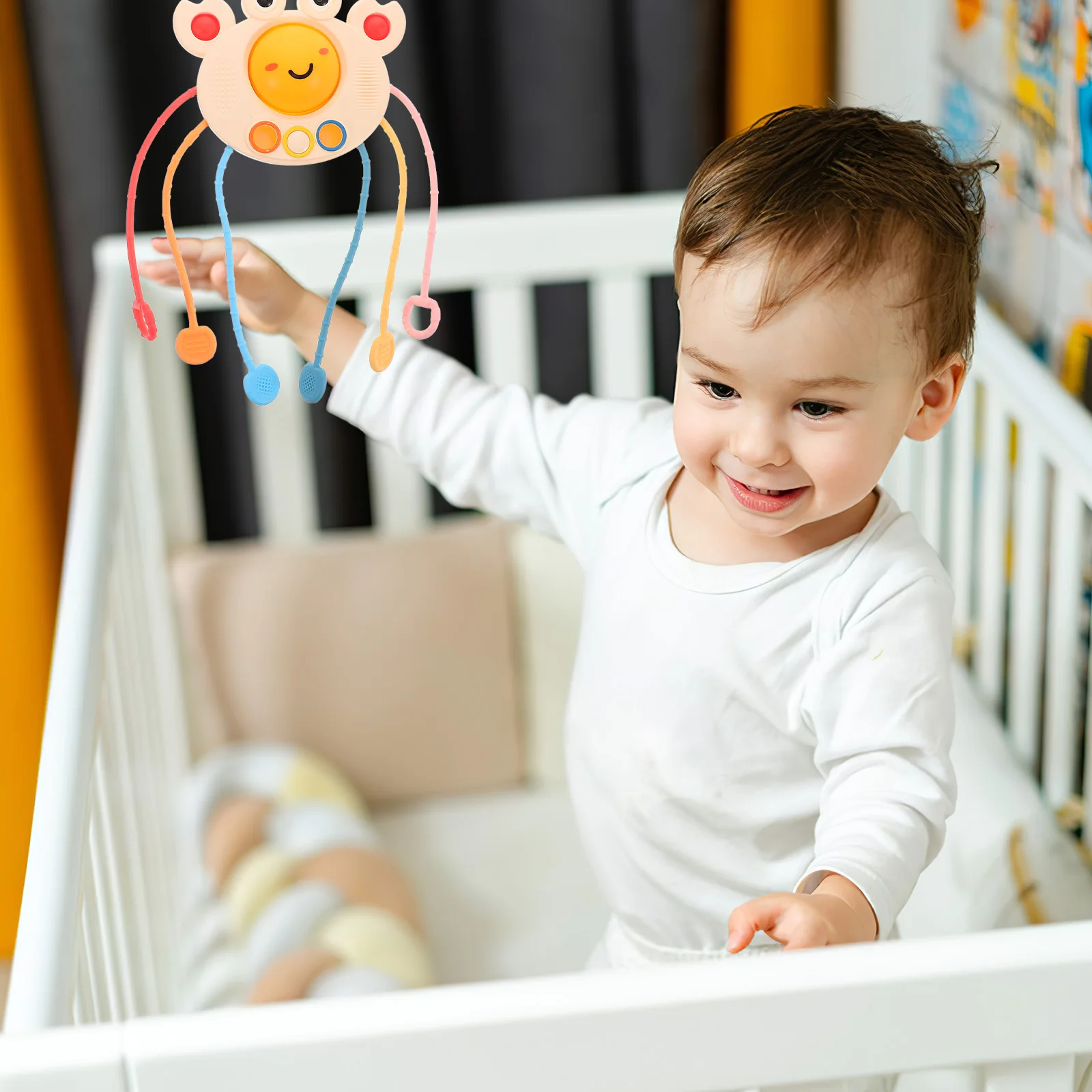 Silicone Crab Pull Toy Montessori Baby Stroller Car Travel Teething Educational Fun Fine Motor Skills Year Old Baby Pull Toddler