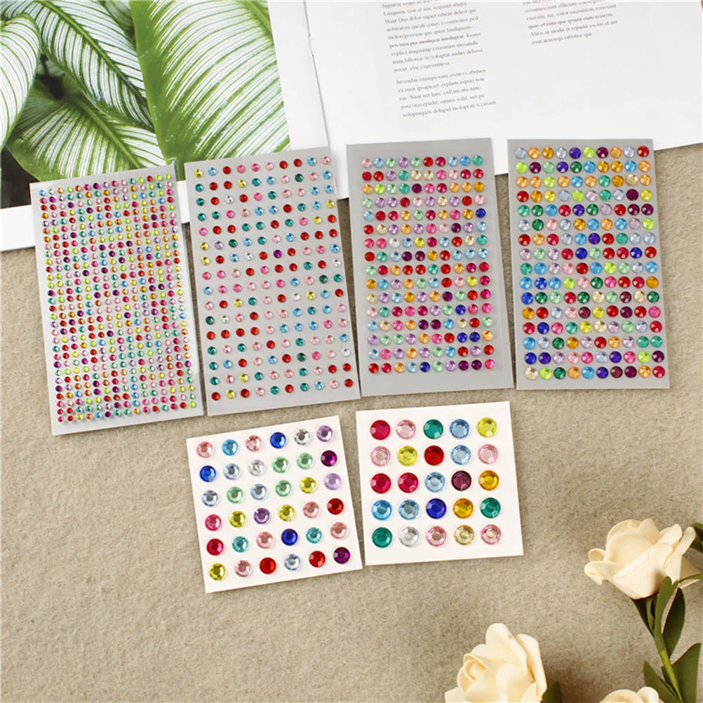 

12 Sheets DIY Rhinestone Sticker Round Crystal Acrylic Self-Adhesive Bling Gems Stickers for Craft Decoration Scrapbooks Phone