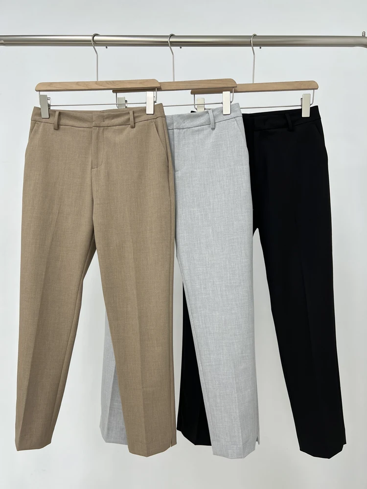 

Pure Color Women's Small West Pants Four-Sided Elastic Wool Fabric High Waist Long Trousers Suitable for All Seasons