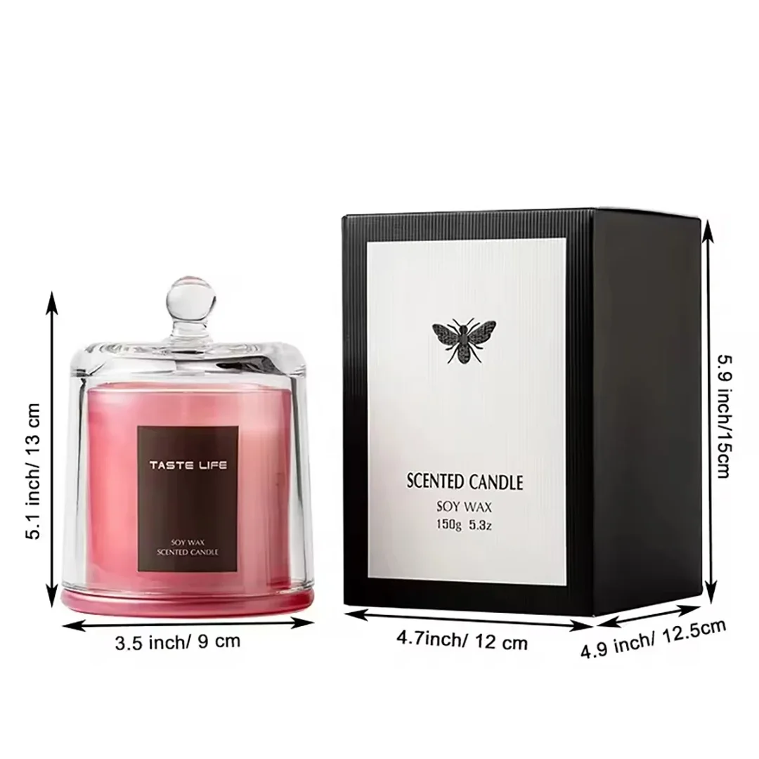 Premium 5.3oz Scented Candle Smokeless Serenity Aromatherapy with Glass Cloche Home Decor Gift for Women And Friends