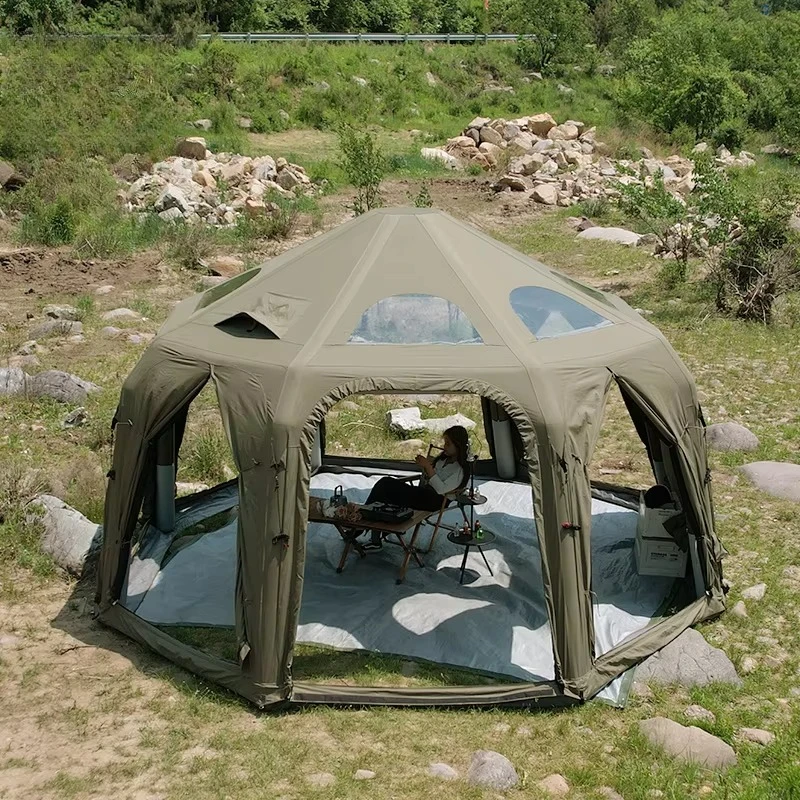 

Luxury Inflatable Camping Tent 5M Waterproof Cotton Fabric Large Space Friends/Family Outdoor Tent Easy to Setup for 5-6 person
