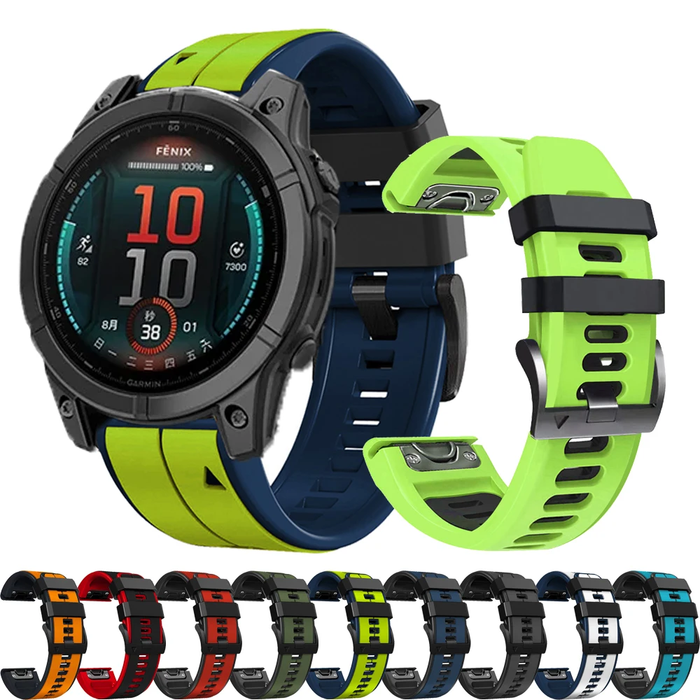 Silicone WatchBand Strap For Garmin Fenix 8 8X 7 7X 6X 6 Pro 5 5X Plus Epix Gen2 22 26MM Enduro 2 Strap QuickFit Release Bracele