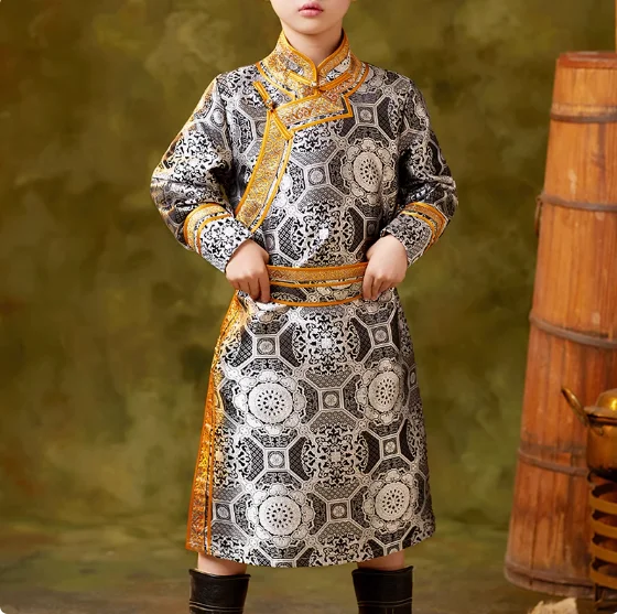 Costume da spettacolo di danza con vestaglia mongola cinese per ragazzi mongoli