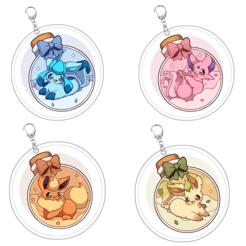 

Pokemon Eeveelution Leafeon Sylveon Espeon Acrylic Keychain Cute Student Creative School Bag Pendant Accessories Decoration
