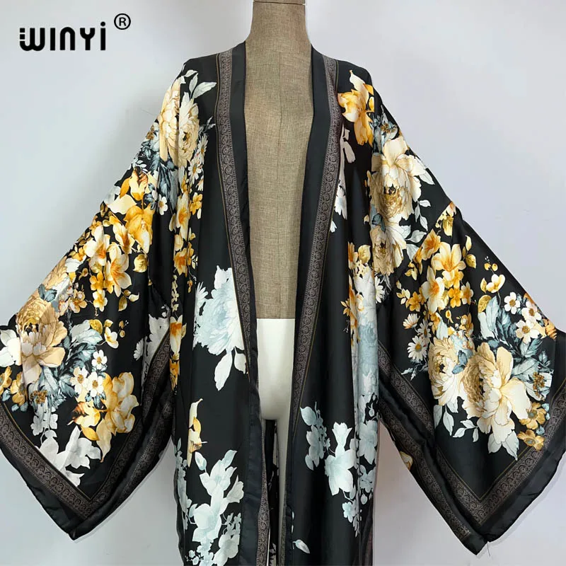 Letnie afrykański nadruk kimono kimono kaftany plażowe zakrywające elegancki kardigan abaya stroje plażowe dla kobiet elegancki płaszcz na imprezę