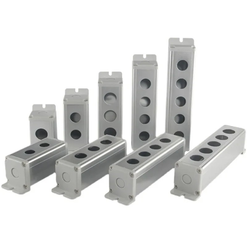 Metal Aluminum Pushbutton Industrial Home Control Switch Box 16mm 19mm 22mm 1 /2/3/4/5/6 Holes Waterproof Box 45*45mm