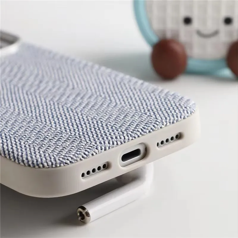 Tech Woven Canvas Luxury Magnetic Case for iPhone 16Pro 17Pro 17 15 17Pro Max for Magsafe Original Wireless Charging Matte Cover - view 3
