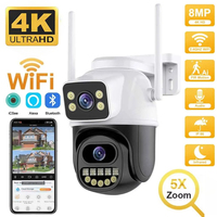 4K Outdoor Wifi Camera 8MP Dual Lens 5X Digital Zoom AI Auto Tracking Remote Monitor PTZ CCTV Wireless Surveillance Camera ICSee