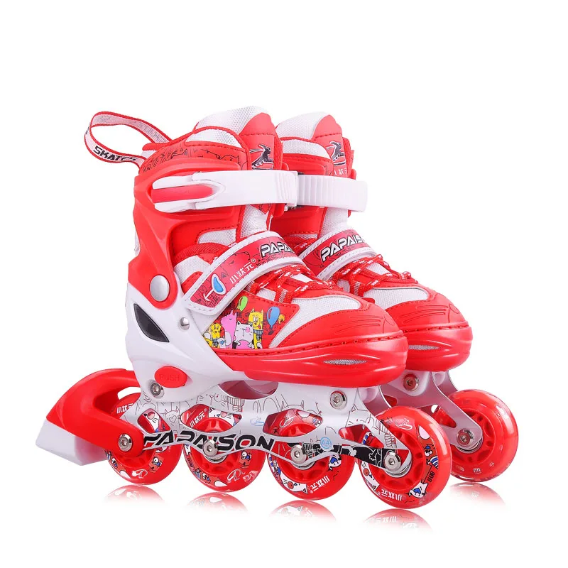 Venda quente em estoque meninos e meninas 4 PU completo piscando ajustável crianças patins inline