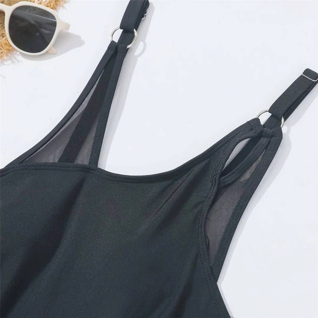 S - XL 2026 Einteiliger Badeanzug mit Mesh-Einsätzen, transparent, Damen-Bademode, durchsichtig, hoher Beinausschnitt, Badeanzug, Badebekleidung, Schwimmanzug V8529 – Detail 8