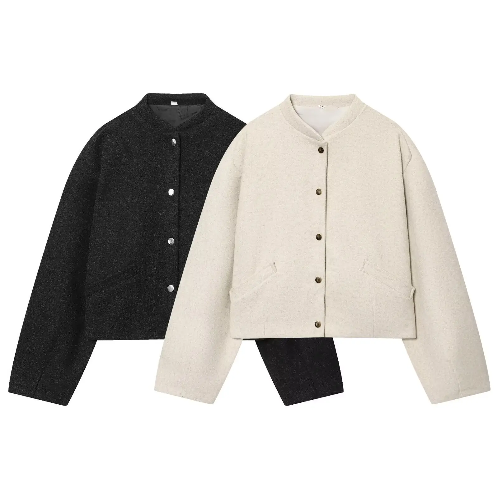 TFMLN New Women's Bomber Jacket Female Long Sleeve Button Jackets High Street Short Coats Lady Autumn Winter New Outerwears