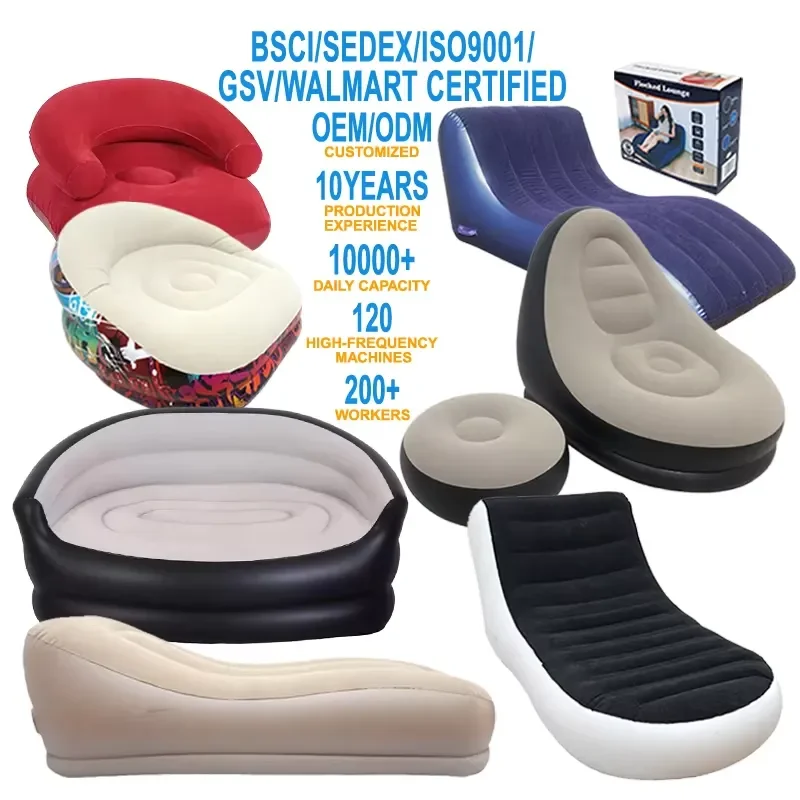Recommended Products Modern Furniture PVC Inflatable Single Air Filling Flocking Living Room Furniture Sofa Chair with