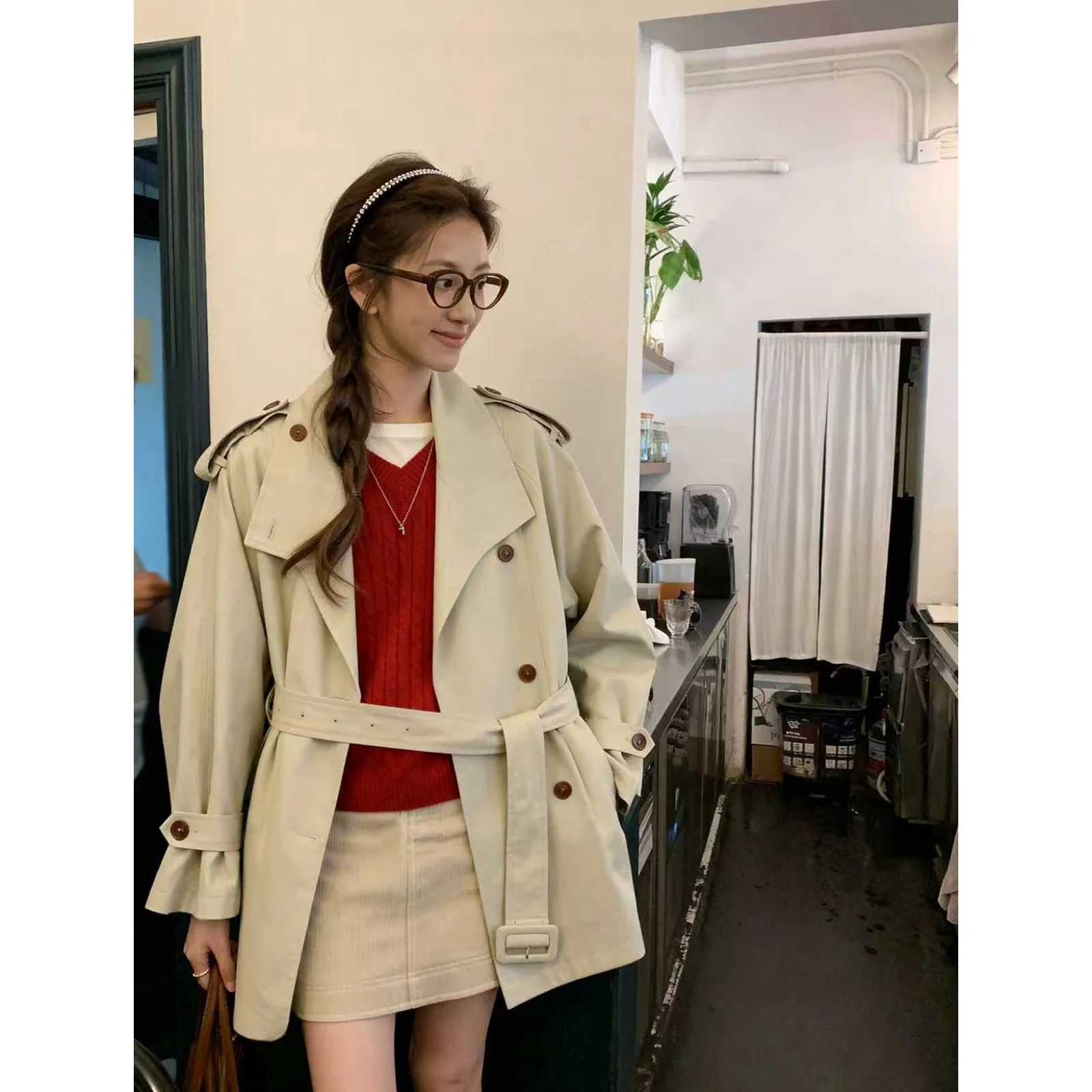 

Классическое повседневное длинное пальто MUKOK в британском стиле, с двойной застежкой на пуговицах, однотонное, свободного кроя, для повседневной носки