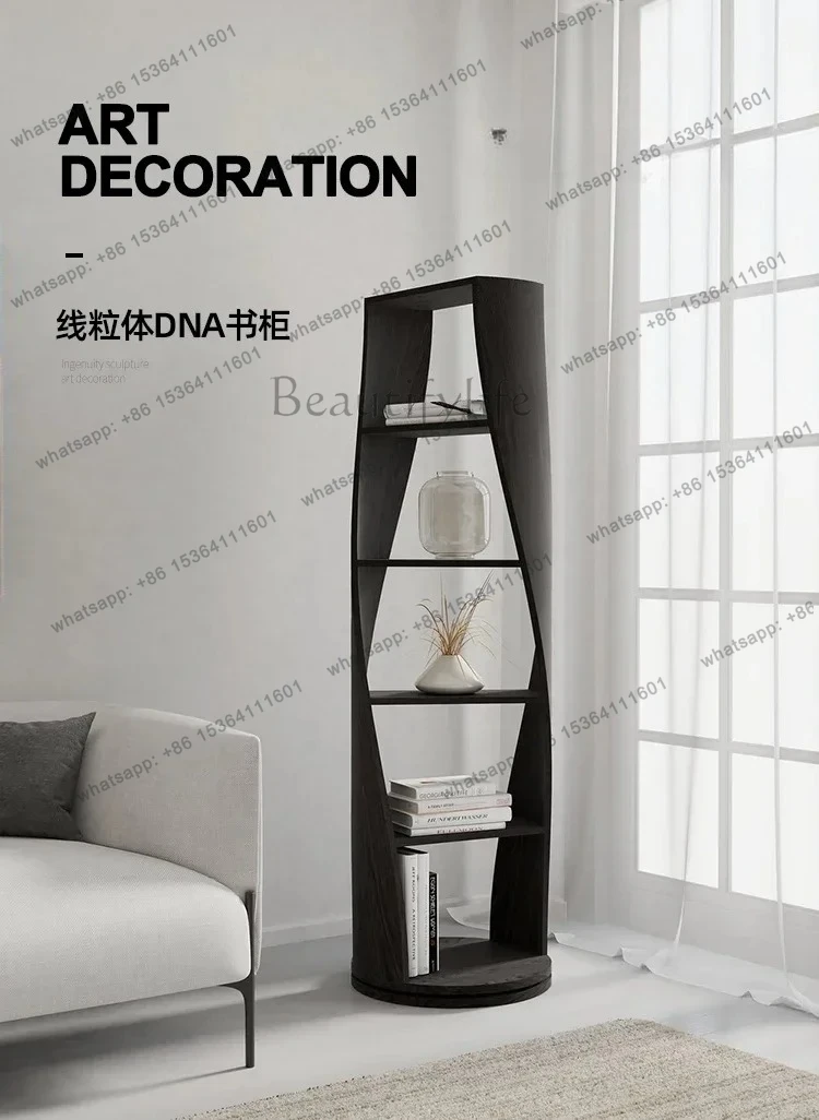 Rak buku berputar FG28Creative Rak sudut Rak buku kayu solid berbentuk khusus Rak dekorasi seni rumah