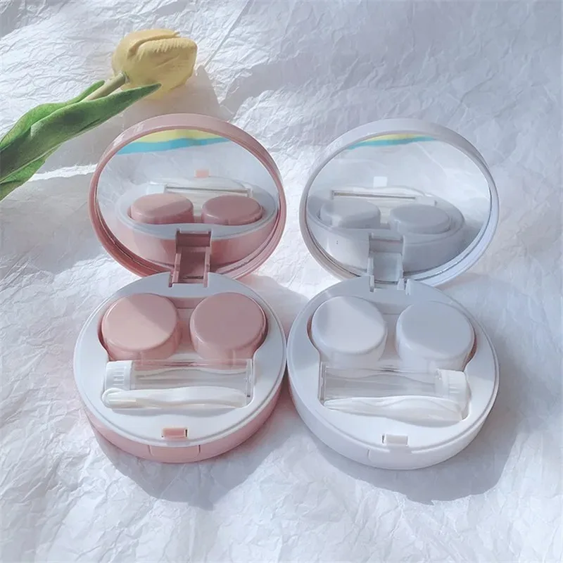 2PCS Contact Lens Box Japanese Text Cute Pink Strawberry Contact Lens Box Invisible Companion Box Dual Care