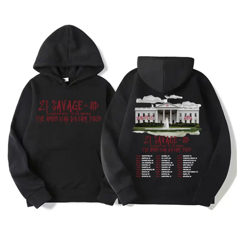 Rapper 21 Savage - The American Dream Tour 2024 Concert Hoodies Men Women Hip Hop Fashion Sweatshirts Hoodie Harajuku Streetwear