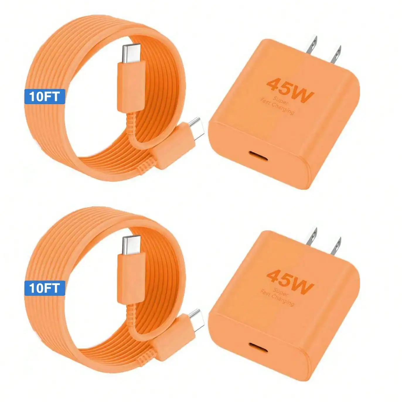 

Cosmic Orange 45W USB-C US Plug Wall Charger 110-127V with 10FT/3M Extra Long Type-C Cable, Super Fast Charging Compatible with iPhone17/17 Pro/Air/16 Pro Max, Premium Valentine's Day Gift