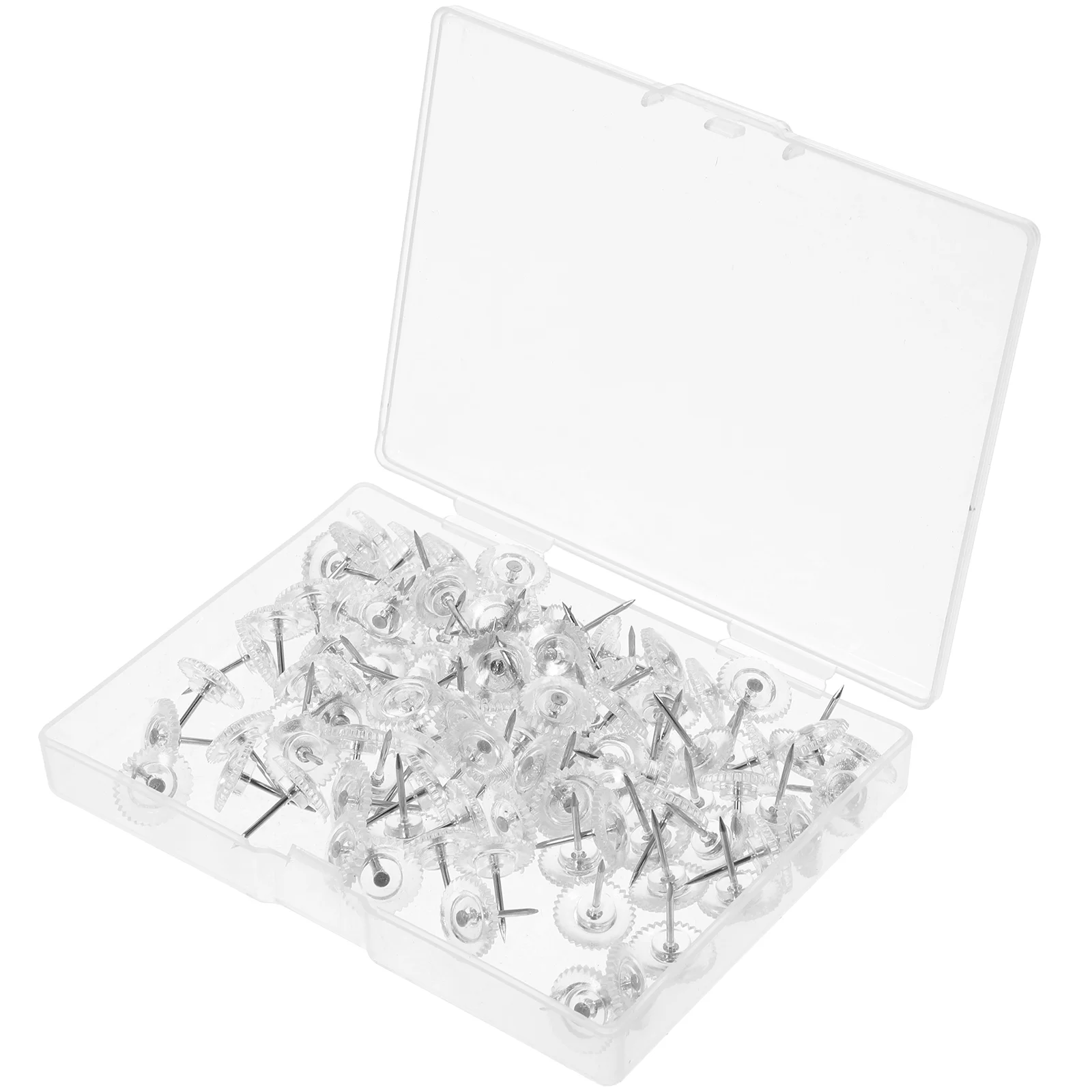 100 Pcs Office Transparent Gear Plastic Thumbtack Decorative Pushpin Message Board Tacks Flat Cute Pp Small Drawing