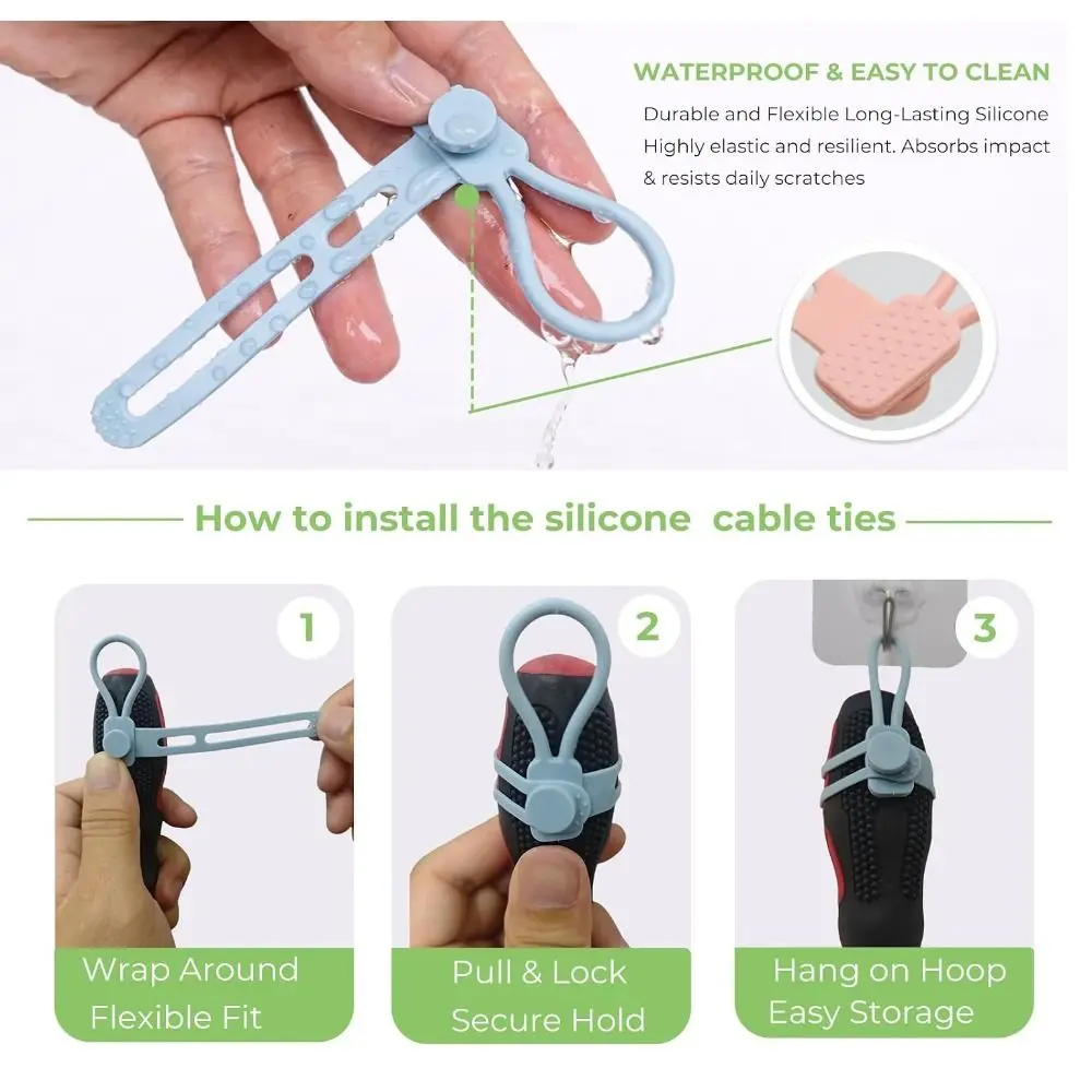 5pcs Practical Multipurpose Cable Ties Tangle-Free Reusable Loop Cord Adjustable Length Cord Organizer Kitchen Accessories