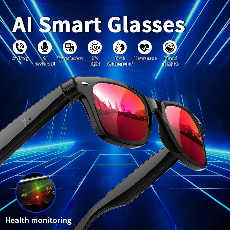 

W300 Smart Glasses AI Automatic Dialogue Translation Bluetooth Glasses Heart Rate Blood Oxygen Sport UV Detection SmartGlass New