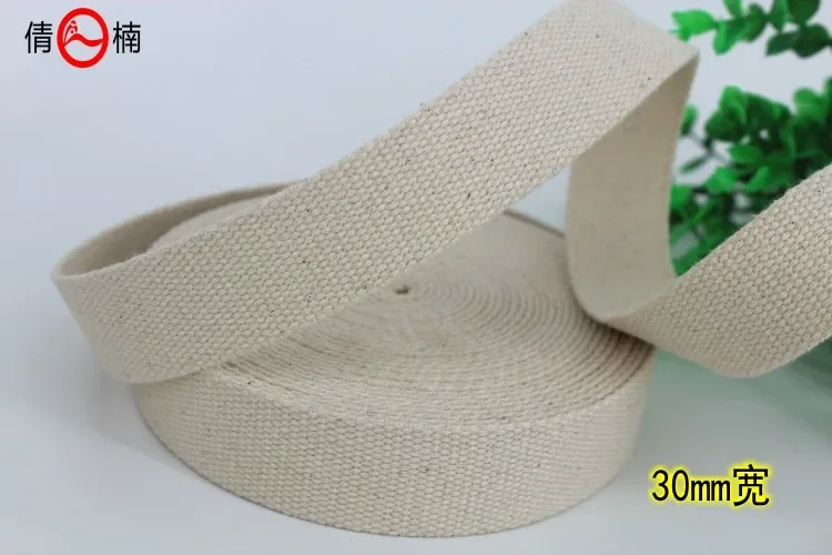 Wholesales 50 meter 20mm/25mm/30mm/40mm/50mm Thick Plain Weave 100% Cotton Webbing Tape Bag Straps Belt Sling Fabric Strap beige