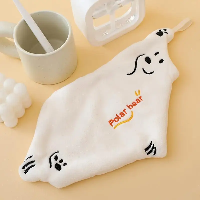Super Saugfähiges Eisbär-Handtuch ​ Hängendes Küchentuch mit Korallen-Design, dickes Cartoon-Handtuch – Detail 4