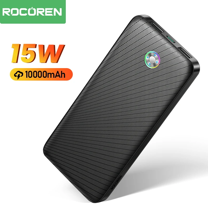 

Rocoren 15W 10000mAh Power Bank Fast Charge USB Type C Charging Powerbank For iPhone 15 14 13 12 Pro Max Xiaomi Samsung Ultra