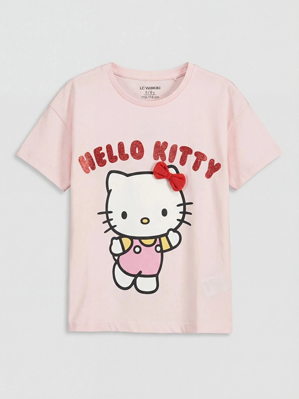 Kids Girls Hello Kitty T Shirt Sanrio Cartoon Bow Glitter Graphic Print Short Sleeve Cotton Summer Casual Tees