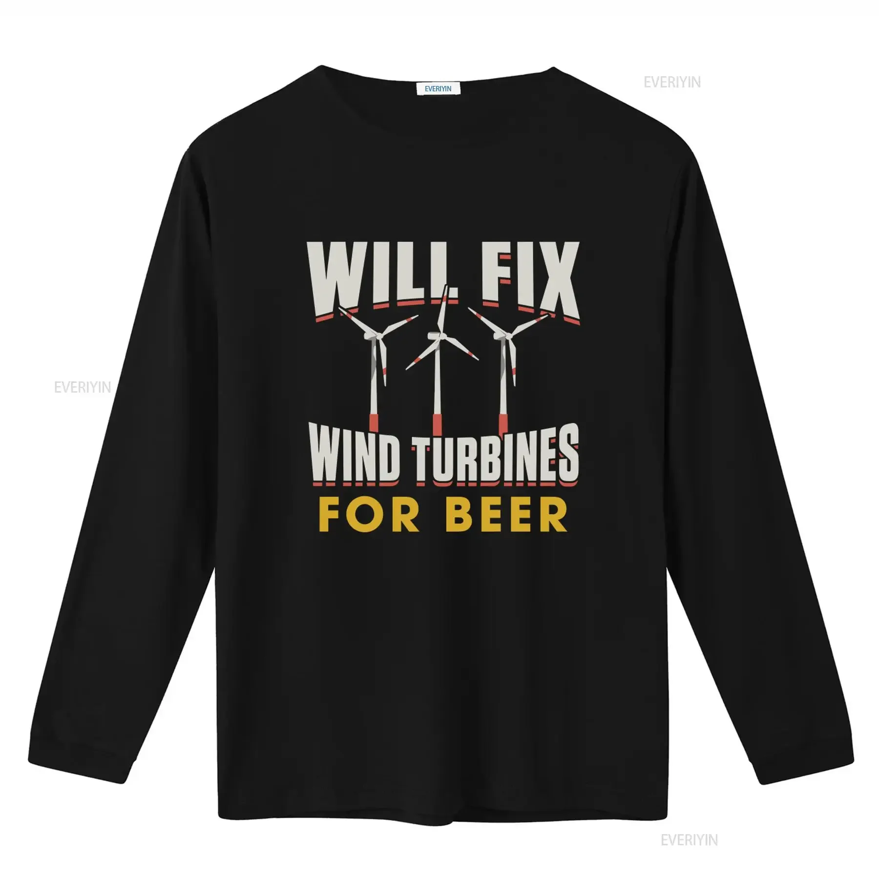 Wind Turbine T Shirt Will Fix Turbines For Beer Design Unique Windmill Energy Print Comfortable Cotton Os4025 vintage Washed