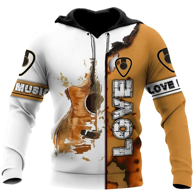 3D-gedruckte Kapuzenpullover mit Musiknoten-Motiv, Musikinstrumenten-Grafik, für Damen und Herren, lustig, neu, für Herbst und Winter, Sport- und Streetwear, Unisex-Sweatshirt. – Detail 7