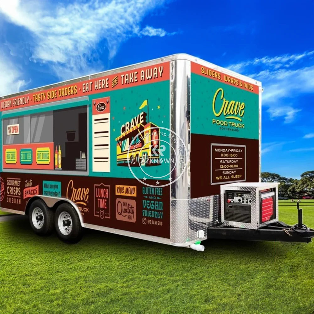 Outdoor Vending Food Trailer, totalmente equipado com Food Truck, Cozinha e Restaurante, EUA e Miami, 2024