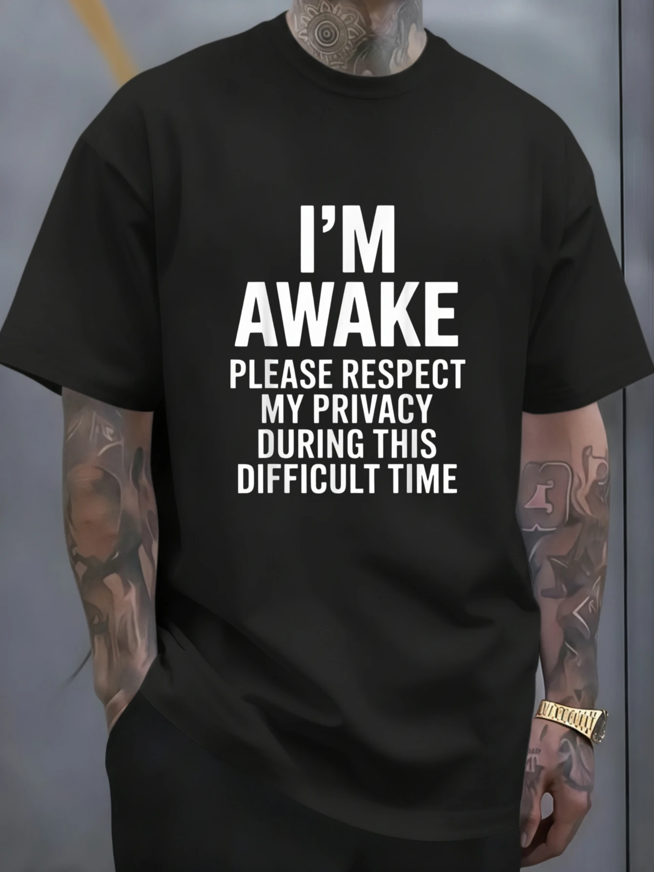 1PC JOOCAR T-shirt en coton décontracté pour toutes les saisons, col rond, extensible, respirant, à manches courtes, avec imprimé lettres tendance, style streetwear, idéal comme cadeau de vacances