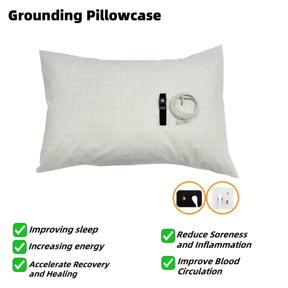 

Conductive Silver Fiber Grounding Cord Pillowcases for Better Sleep Home Use Pain Relief Inflammation