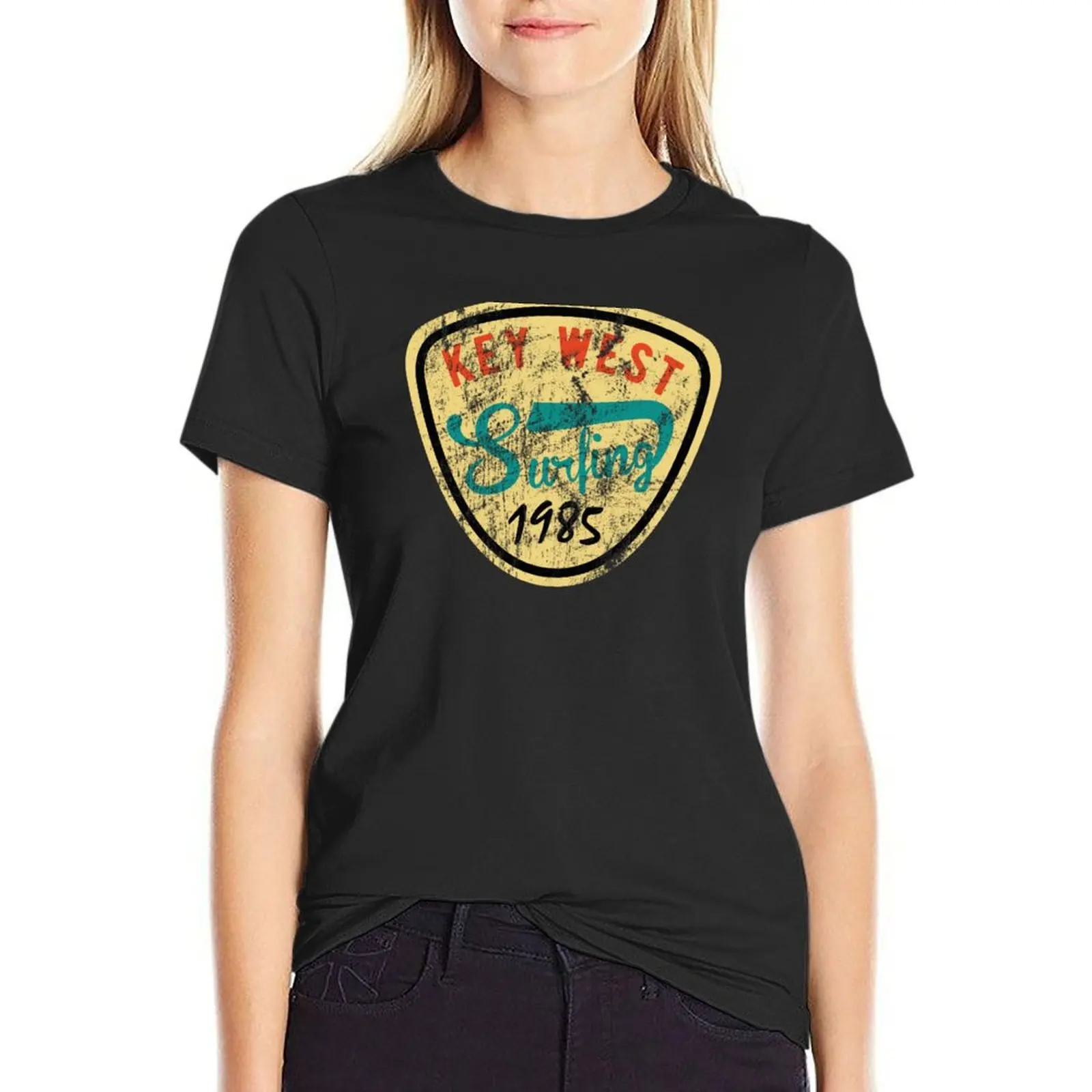 

Old School Key West Florida Surfing T-Shirt plain graphics aesthetic clothes shirts graphic tees t-shirt dress for Women graphic