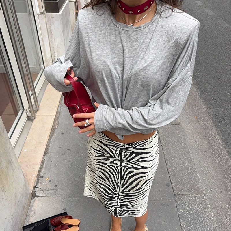 Damen-Herbstrock mit Zebra-Print, modisch, hohe Taille, schmal geschnitten, vielseitig kombinierbar, langer Rock, Damenmode 2026, schicker Winter-Look, Streetwear für Damen – Detail 11