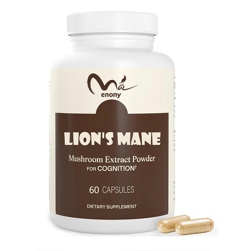 Organic lion mane mushroom supplement extract promotes overall health, β - glucan supplement, 60 capsules