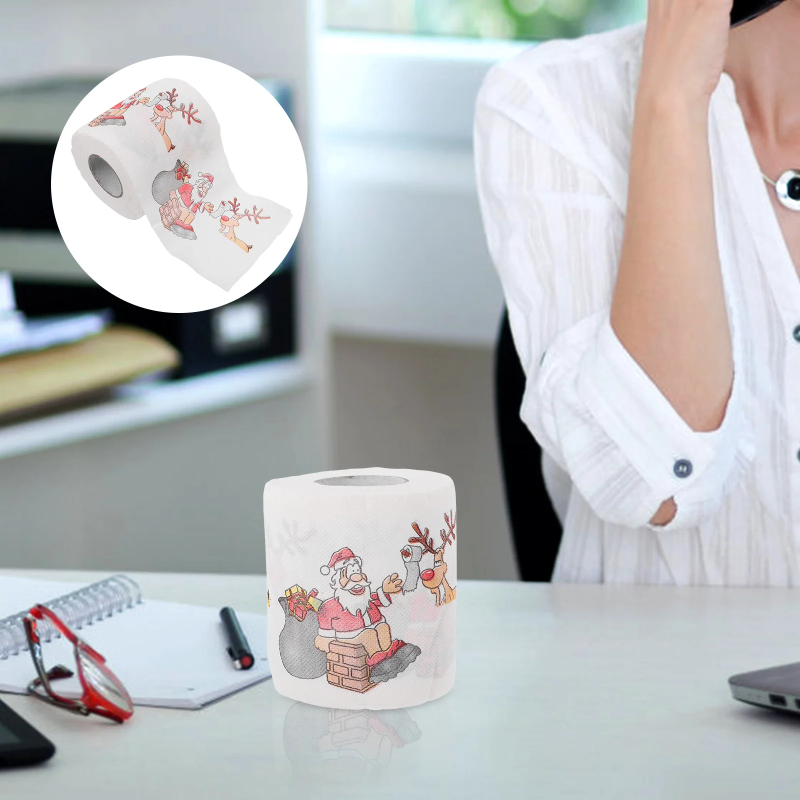 

Christmas Themed Tissue -Friendly Santa Elk Printed Paper Towel for Home Cafe Xmas Roll Paper Table Tissue