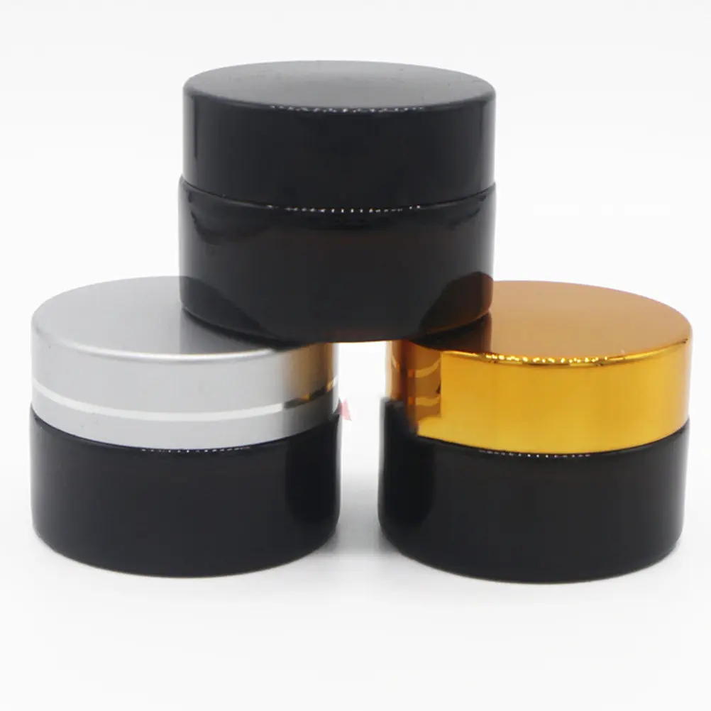 6Pcs Makeup Bottles Set Empty Glass 20G Cream Containers Black Subpackaging Leakproof Cosmetics Holder Travel Portable