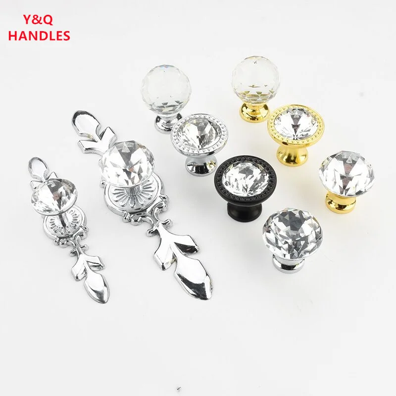 Handles Drawer Cabinet Furniture Kitchen Handles for Cabinet Knob Door Drawer Furniture Kitchen Knob Single Hole Crystal