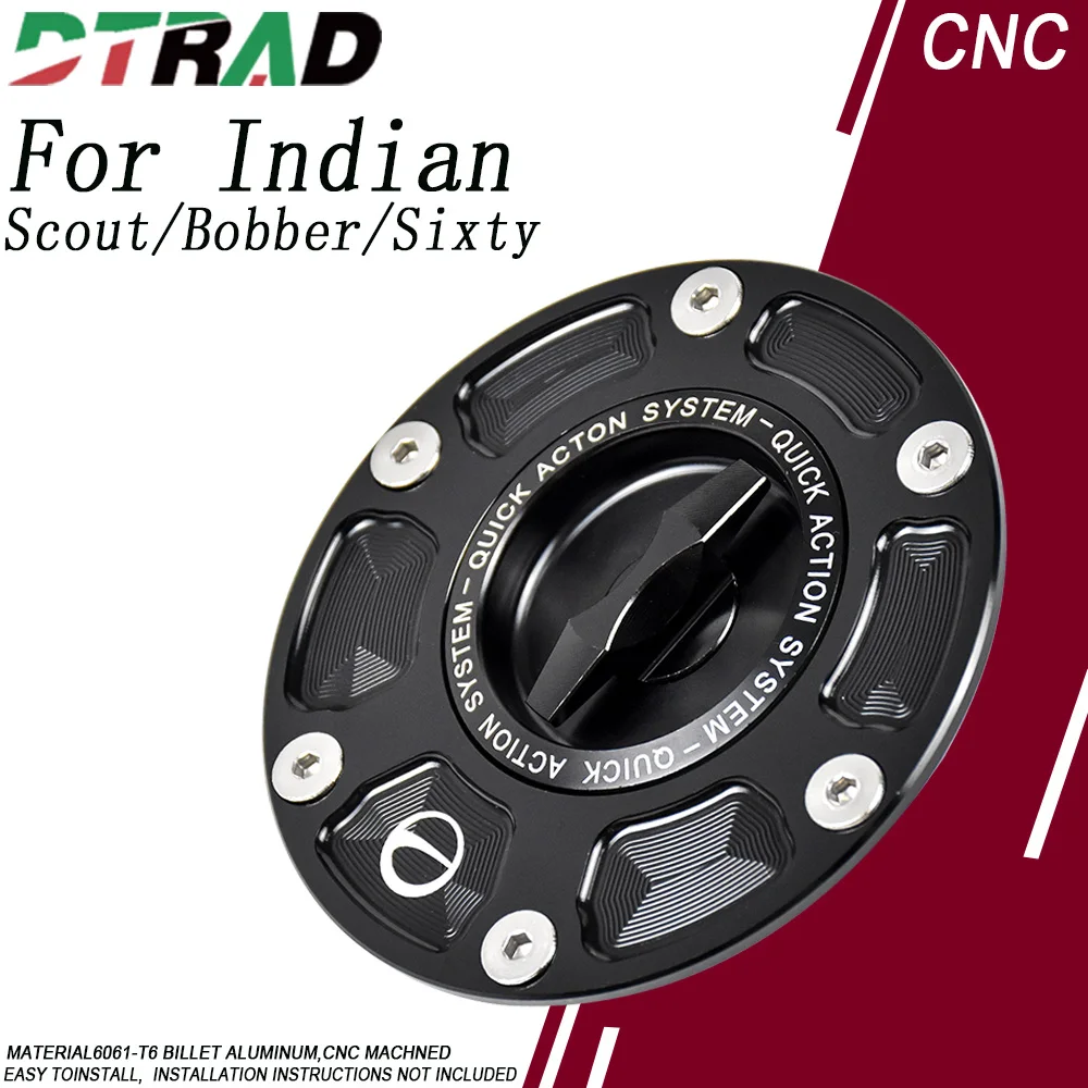 

For Indian Scout/Bobber/Sixty 2016-2024 Motorcycle Quick Release Aluminum Fuel Tank Cap Keyless Gas Oil Plug Airbox Cover