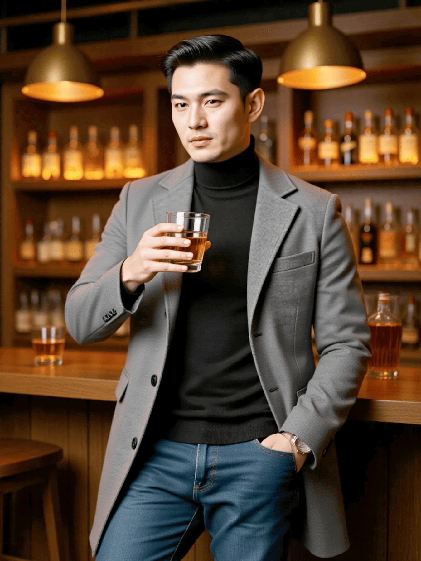 

Men's Autumn Warm Woolen Overcoat With Inner Lining Jacket Outdoor Windproof New Menswear Woolen Overcoat