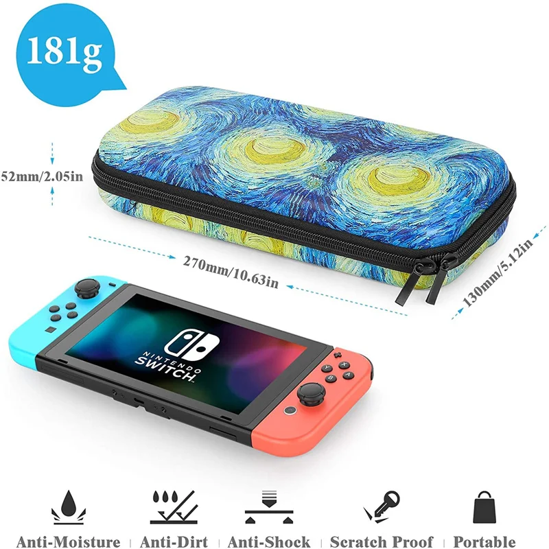 HEYSTOP Starry Sky Oil Painting Set Bag Nintendo Switch Accessories Kit Drill pattern protective shell and Screen Protector