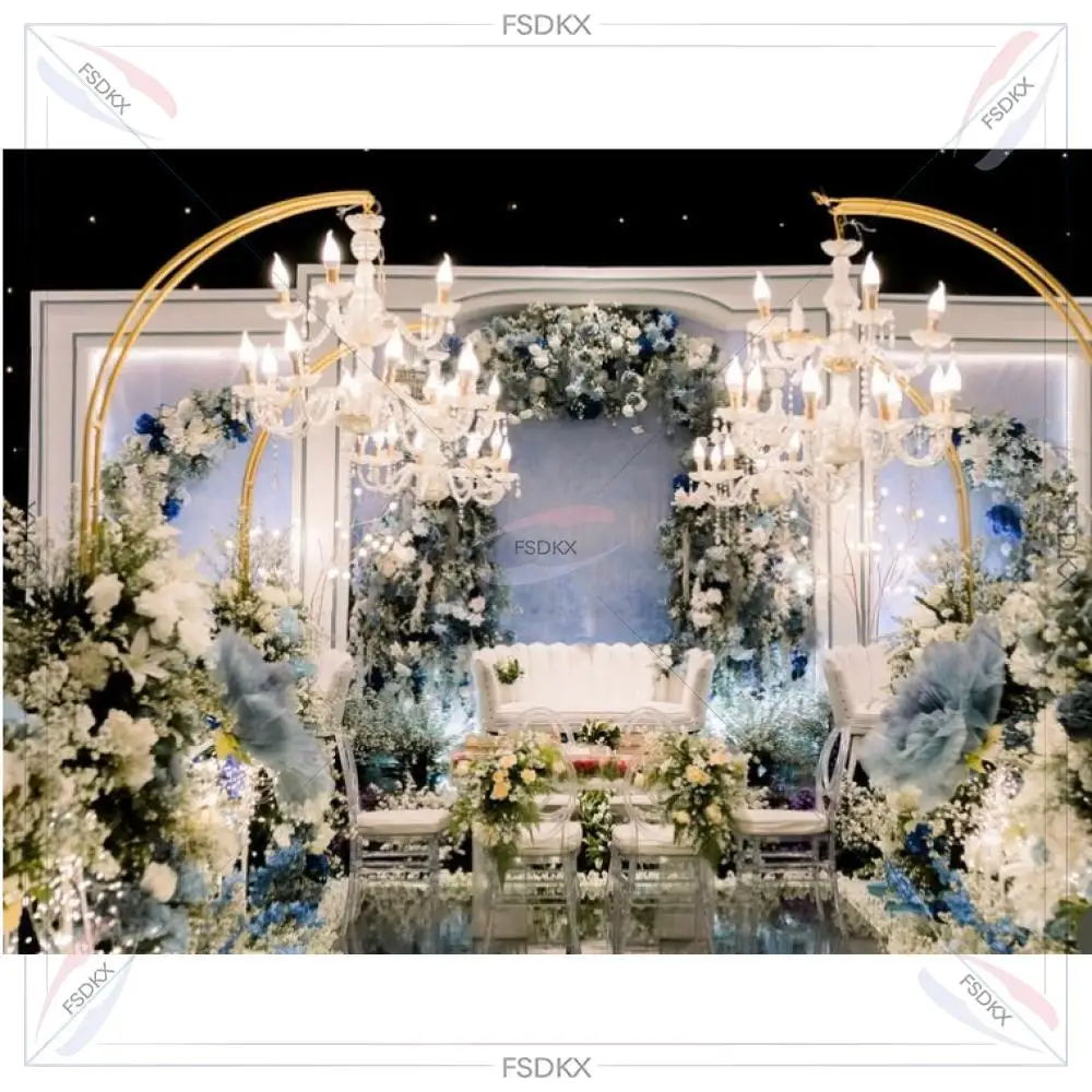 FSDKX Hot Sale 3Pcs for1Set High Quality White Acrylic PVC Arch Background Wedding Stage Backdrop Decoration
