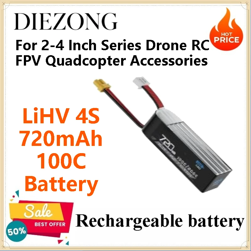 5pcs LiHV 4S 720mAh 4.35v 100C Battery XT30 Suitable for 2-4 Inch Series Drone RC FPV Quadcopter Accessories