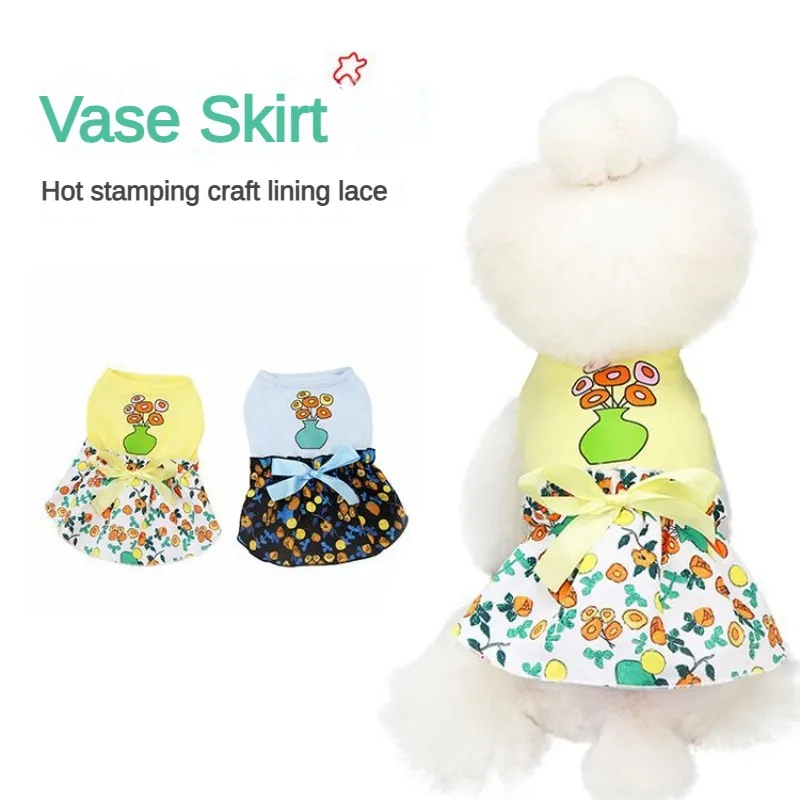 Pet New Skirt Digital Printing Bow Cat Skirt Hot Stamping Vase Dog Cat Dog Vest Skirt