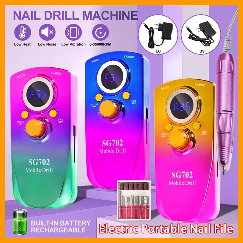 

Rechargeable Electric Nail Drill Machine With USB Connect Nail Polish Remover Drill Set Manicure Sander Low Noise File Manicure